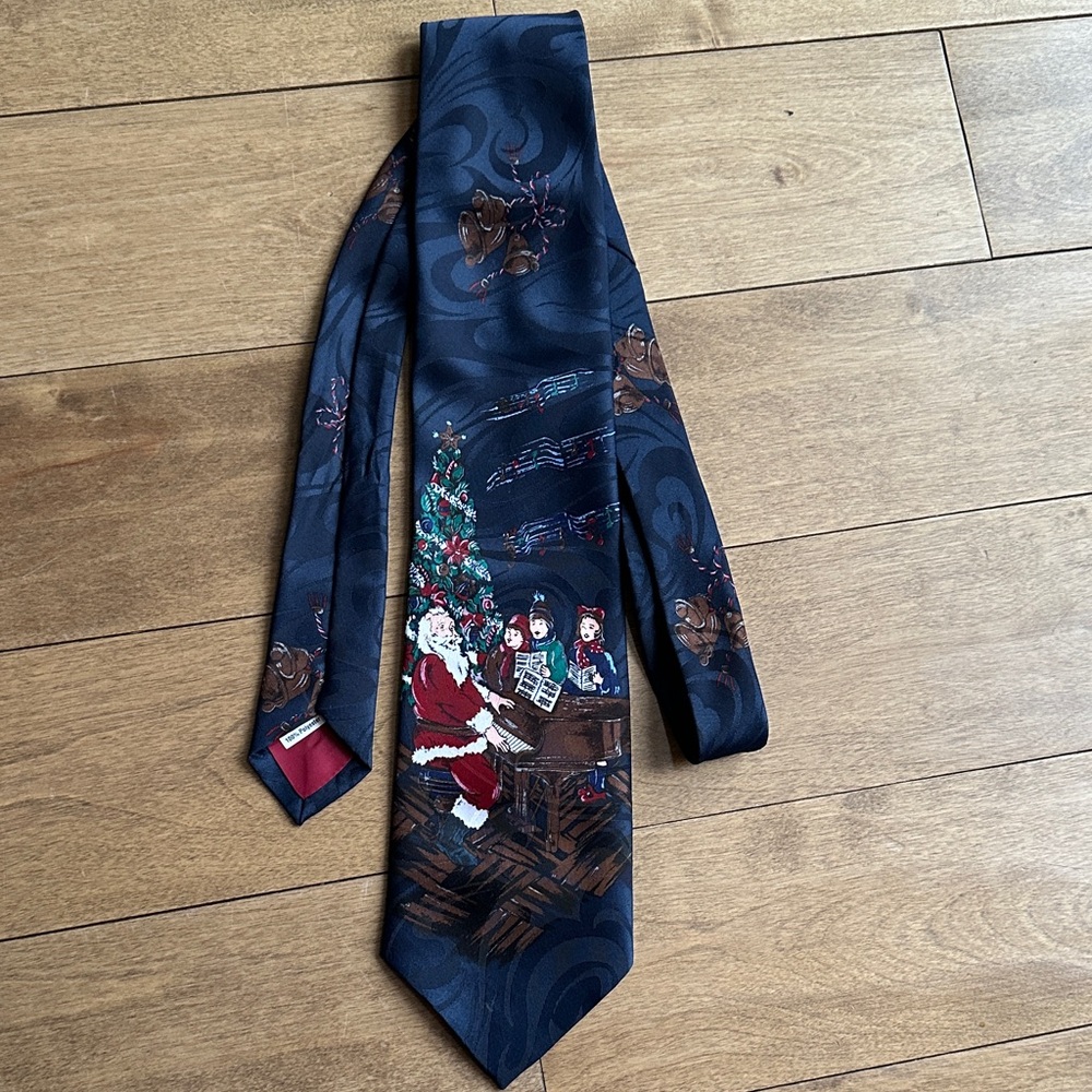 Holiday Navy Blue Santa Tie